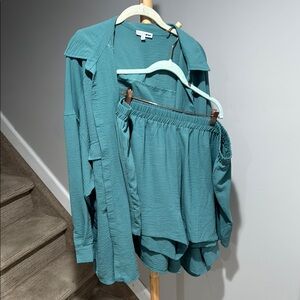 Fashion Nova Teal 2 piece  Set